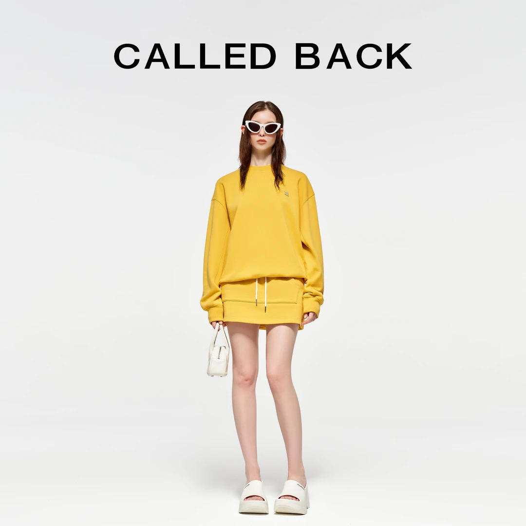 CALLED BACK新款简约通勤休闲高腰百搭时尚黄色女士半身裙242464