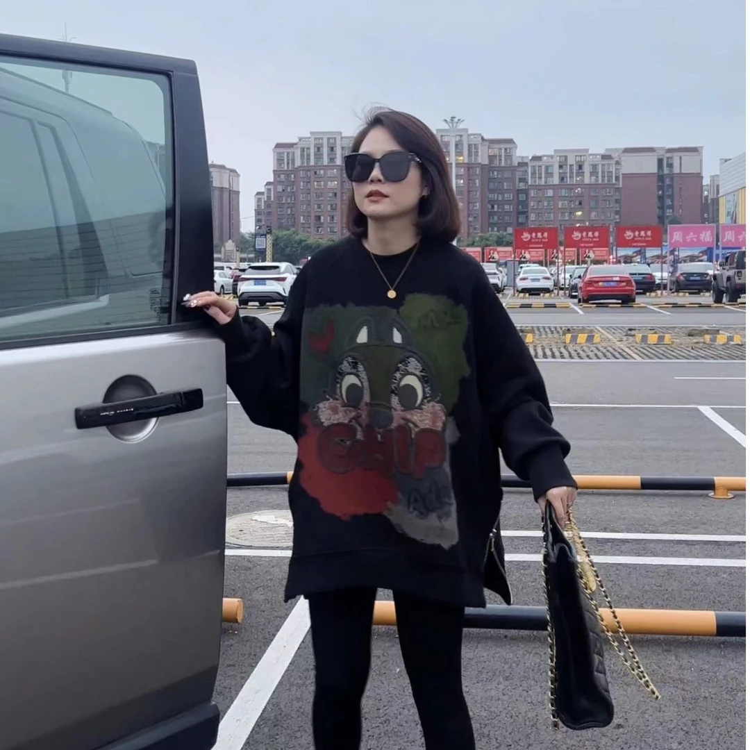 孤品字母卫衣慵懒风长袖短款圆领