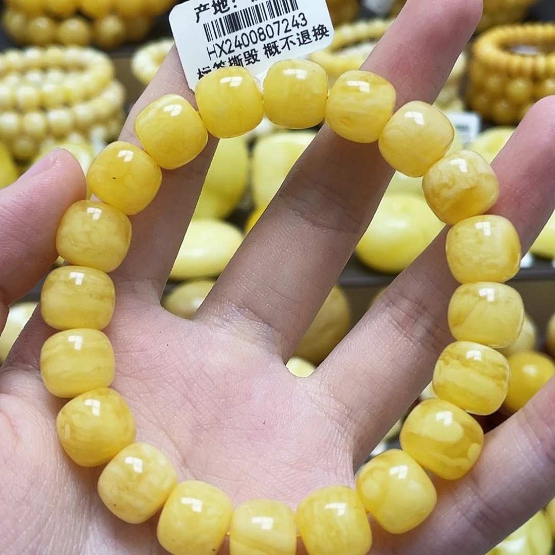 裸石琥珀未镶嵌11*9.8mm虎皮妖花老型手串瑕疵