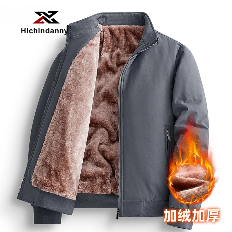 HICHIN立领运动棉衣男士秋冬季新款加绒加厚防风保暖宽松棉服外套