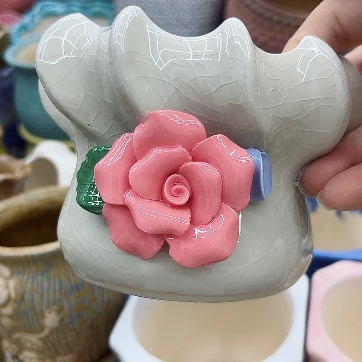 多肉绿植陶瓷花盆9.9包邮，有孔