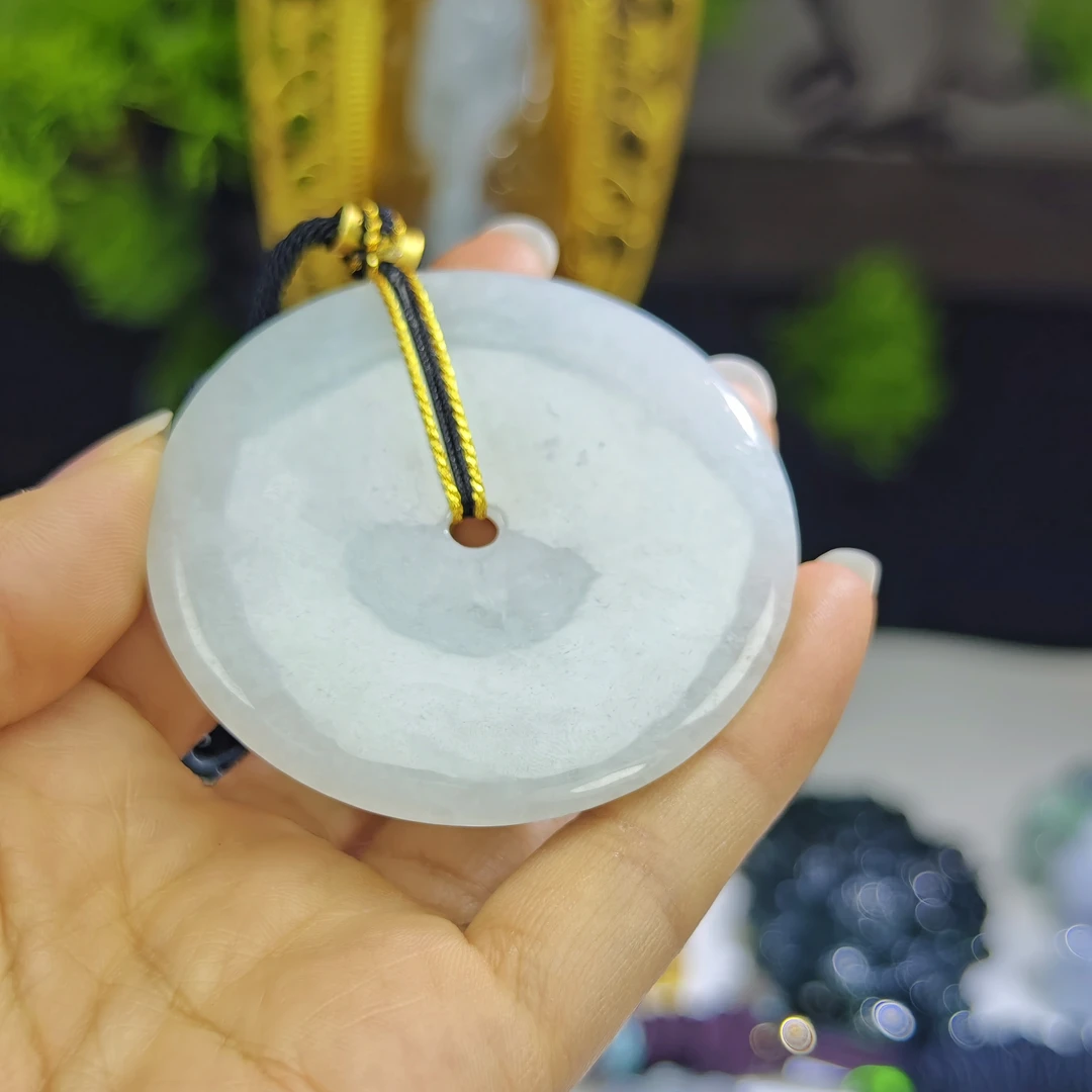 天然缅甸a货翡翠冰胶平安扣吊坠