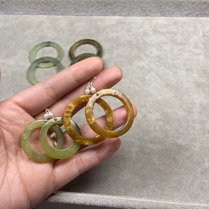 【闪购商品】蛇纹石玉挂件耳饰耳环项链未镶嵌予*初