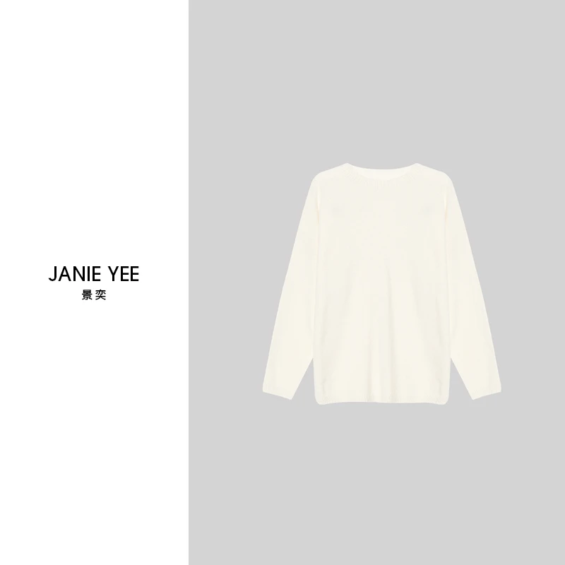 Janie Yee“百搭羊羊“ 保暖100绵羊毛休闲圆领毛衣上衣女 24A2700