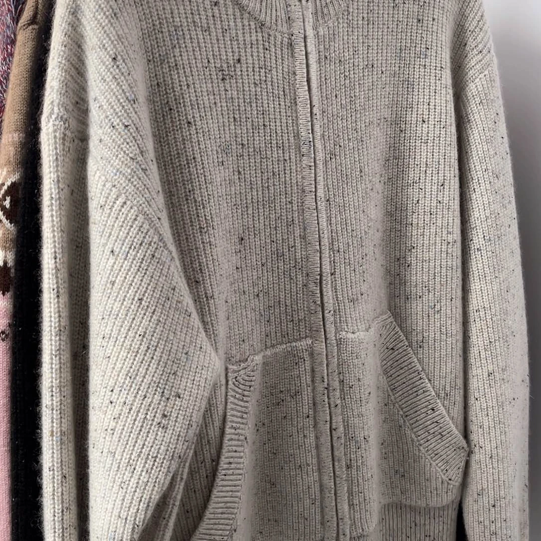 点子纱 双拉链 羊绒开衫