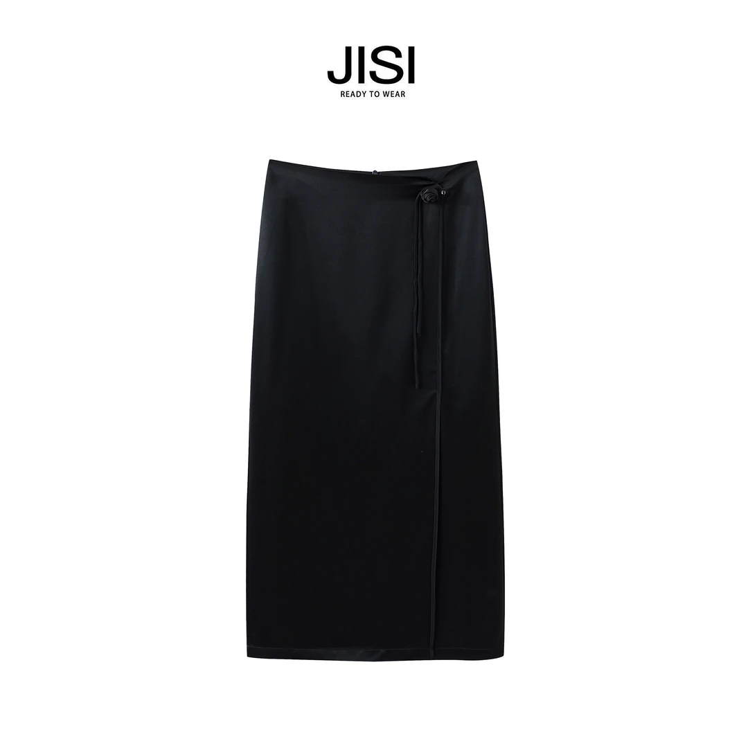 新国风手工玫瑰国风醋酸半裙-DQ24001