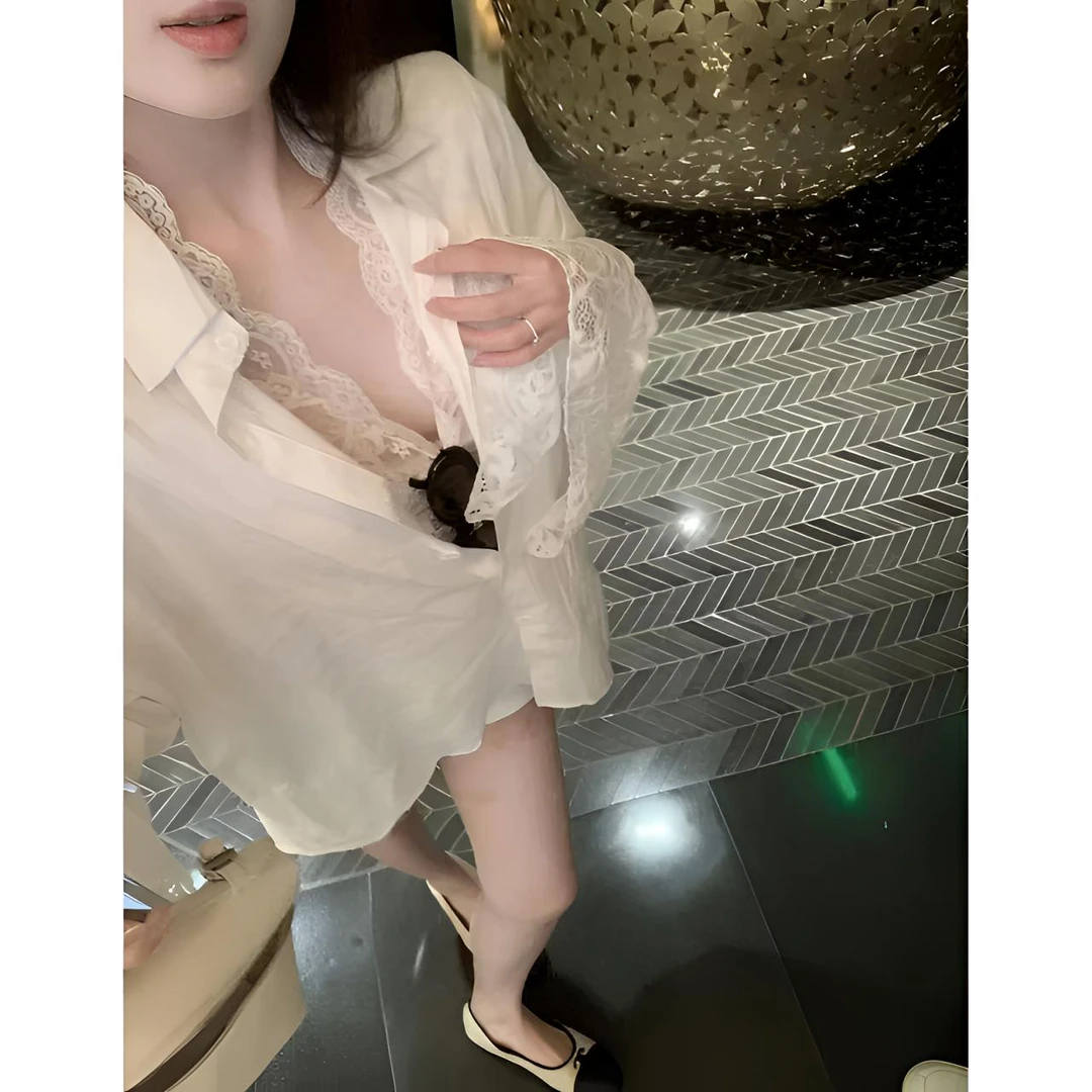 蕾丝边衬衫  气质轻奢时尚显瘦蕾丝边衬衫 9532