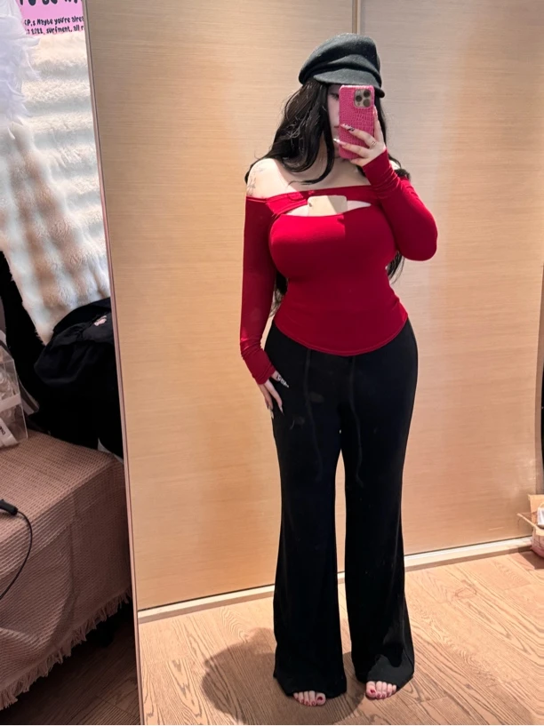 「大长腿」甜崽颖宝微胖mm大码巨巨显瘦阔腿喇叭裤休闲裤