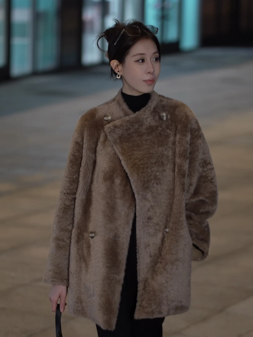 【Chienceon】--秋冬设计师款进口小羊皮皮毛一体