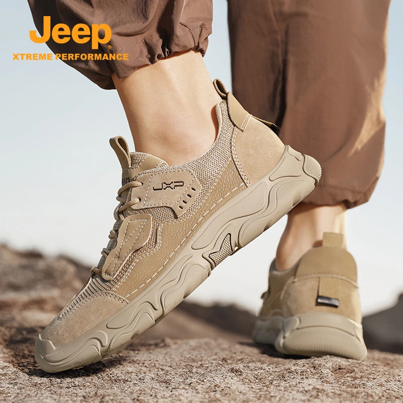 Jeep吉普男士运动登山鞋2025新款户外徒步厚底防滑透网面工装男鞋
