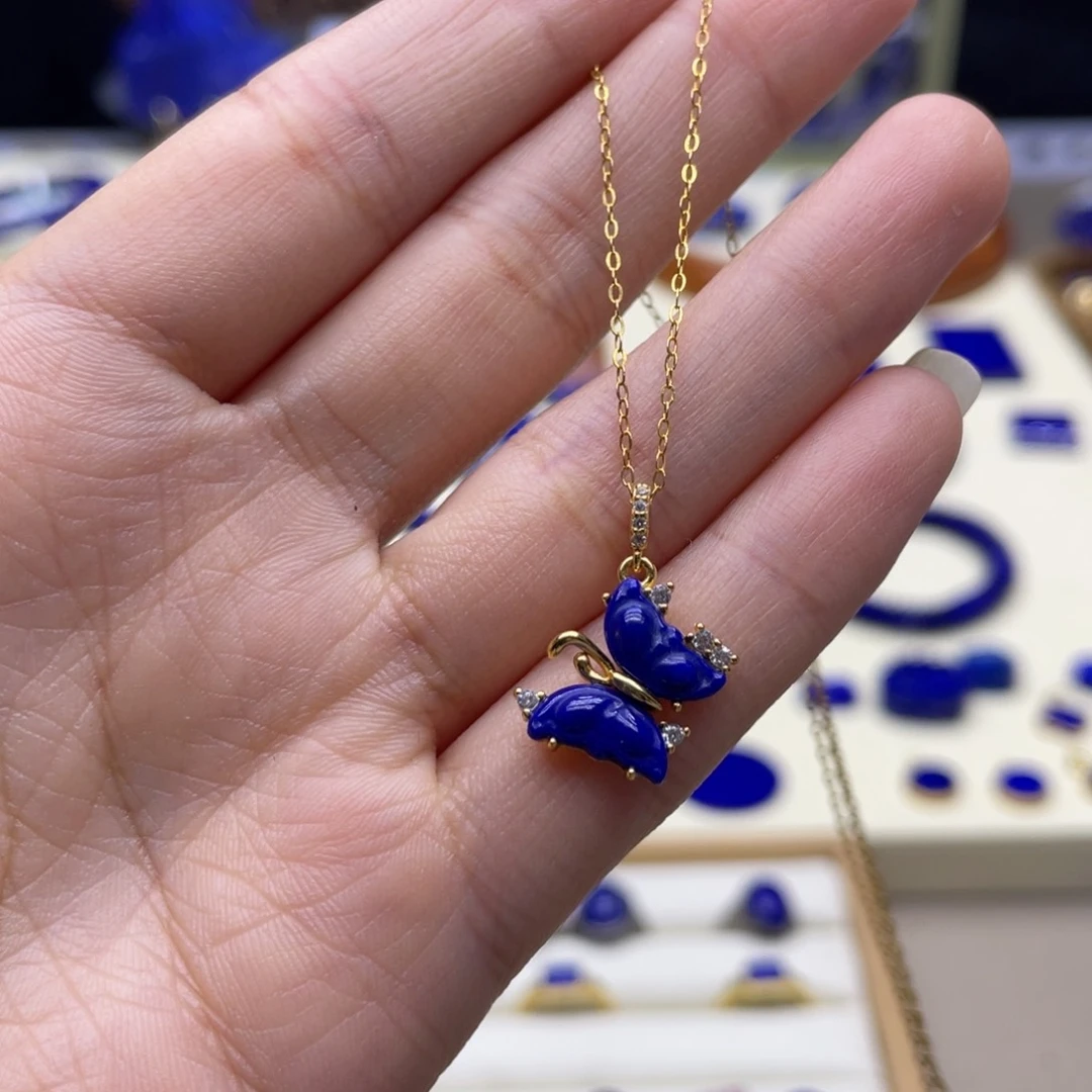 银S925镀金镶嵌青金石吊坠