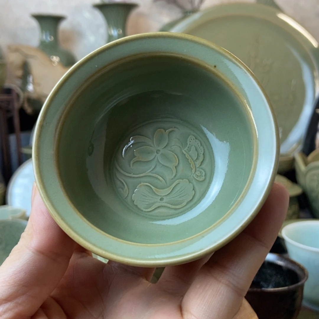 耀州窑福利款微瑕炉式压手杯开片