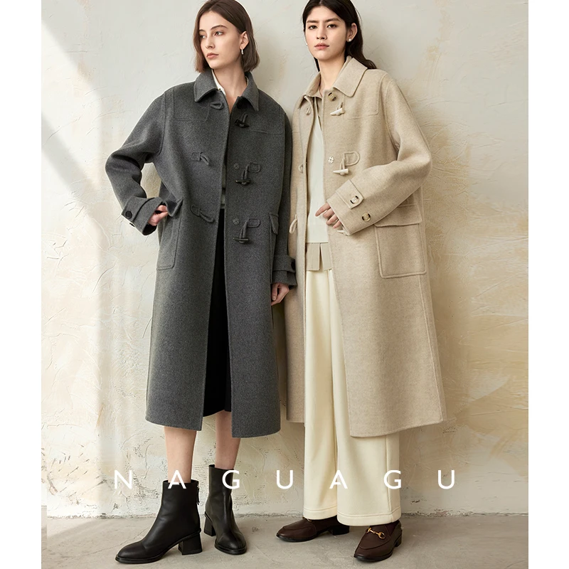 南瓜谷【圣彼得牛角扣大衣系列】髙克重山羊绒+羊毛 复古外套