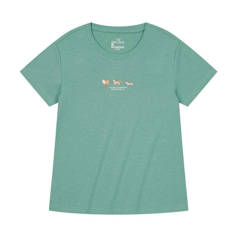 361度女子夏季速干透气休闲运动简约舒适圆领短袖T恤662429101