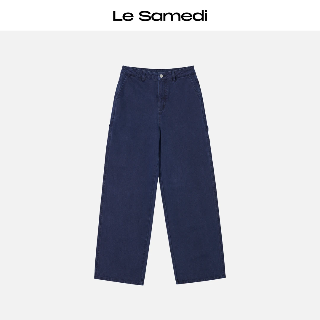 Le Samedi【法工蓝牛】霓虹高密牛仔 水洗做旧 复古直筒伐木裤