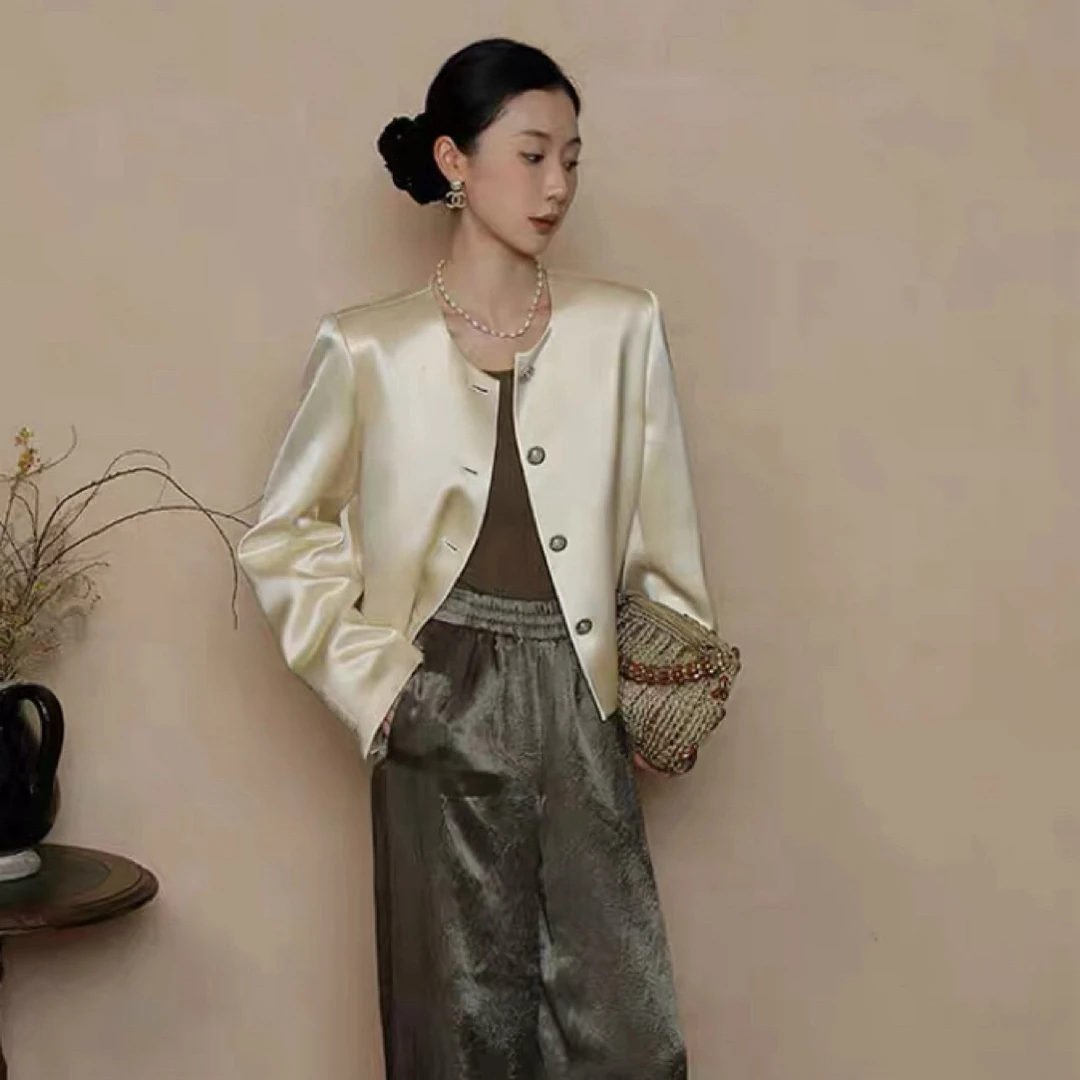 【小表弟粉丝专享】（小香风外套）新款小香风醋酸光泽感简约设计外套