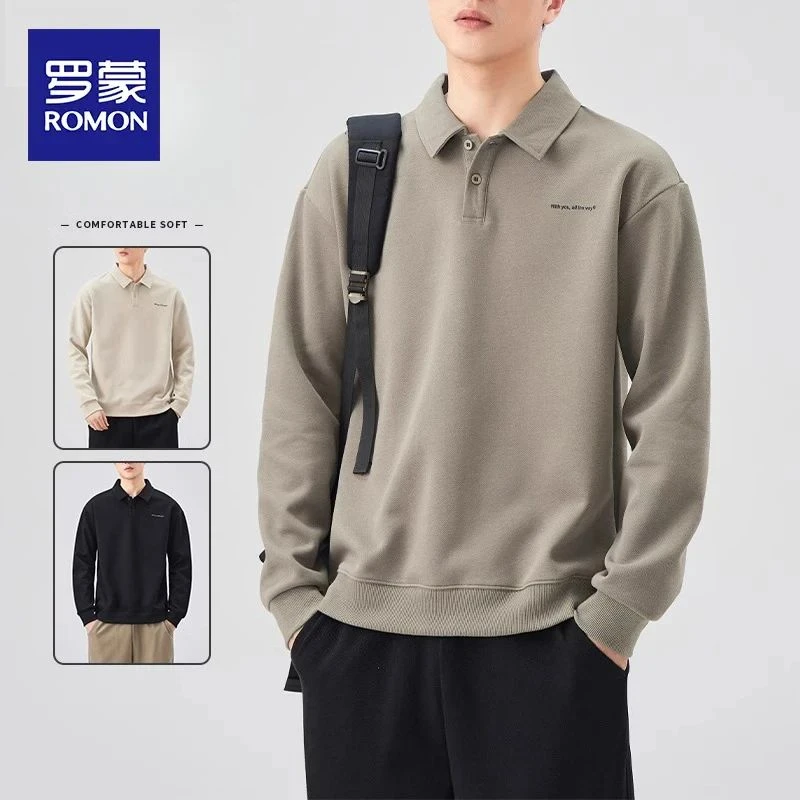罗蒙2025新款潮牌卫衣男春秋季polo领男士商务男装百搭休闲上衣款
