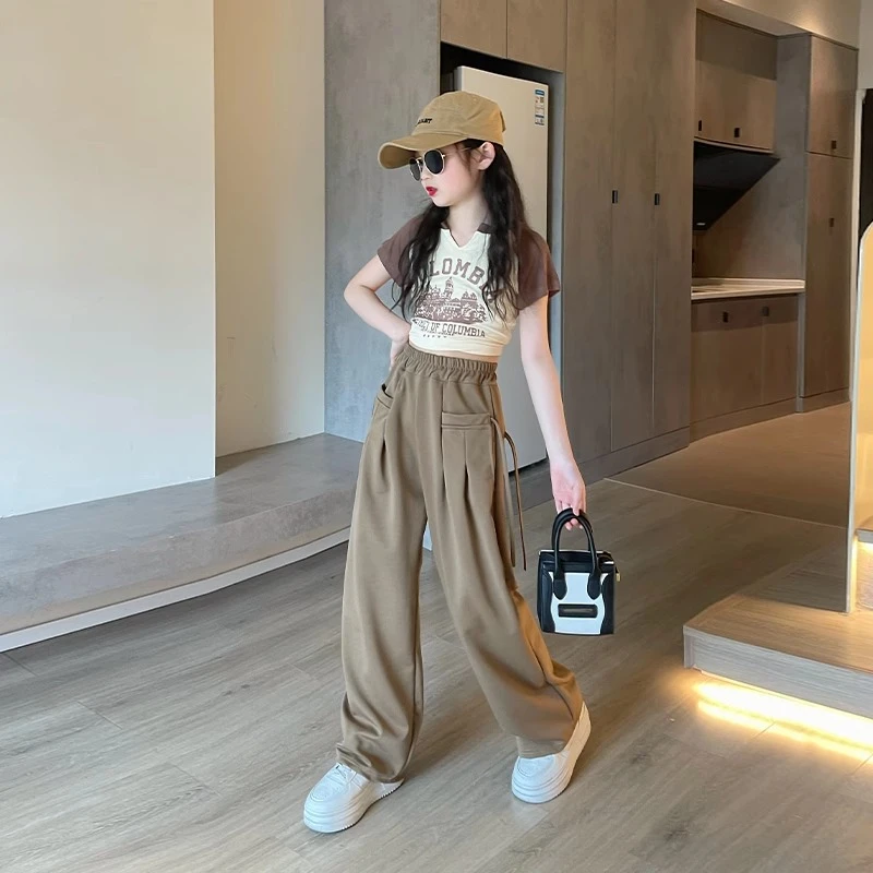 女童夏装套装2025新款童装女大童洋气夏款短袖儿童夏季薄款西装裤