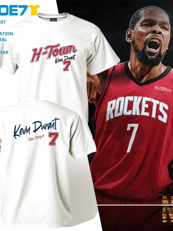 杜兰特短袖T恤 7号死神潮流插画运动篮球火箭队半袖印花体育圆领