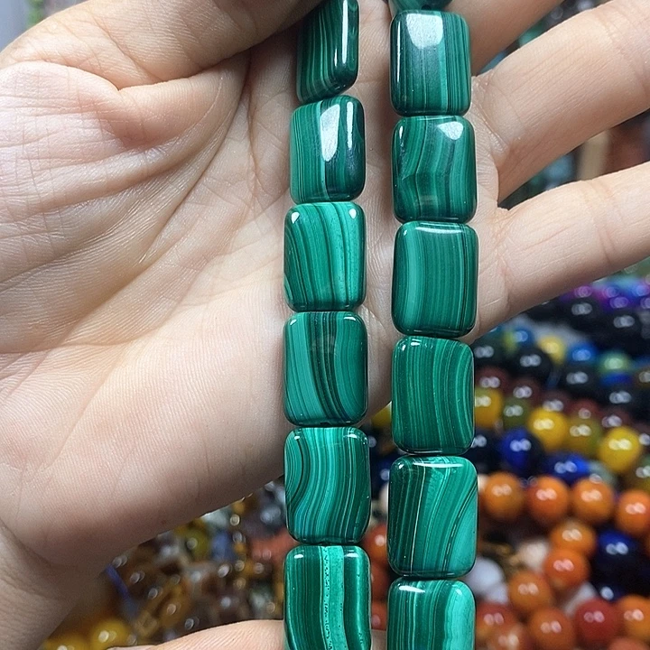 未镶嵌玛瑙/玉髓珠宝半成品天然孔雀石无事牌卡12*16mm（2颗）