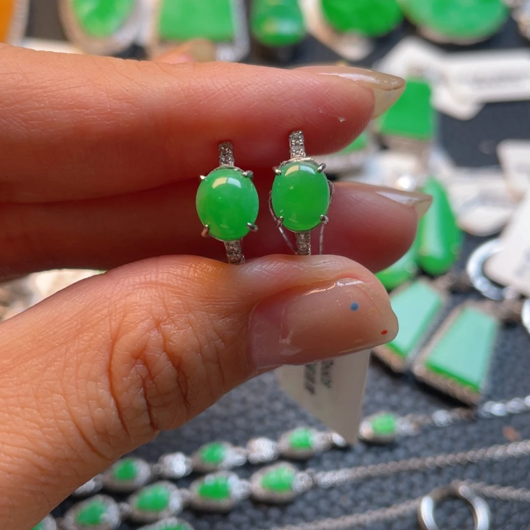 翡翠银S925镶嵌吊坠(不含链)耳包