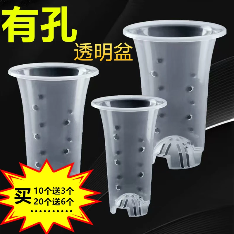有孔透明兰花盆加厚塑料透气孔兰草专用种植盆透气沥水观察根系