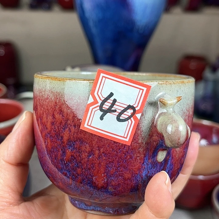 闲***致瓷片钧瓷手工艺品杯子