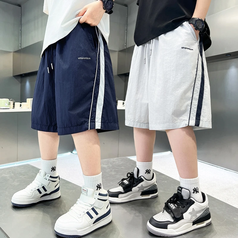 男童夏季薄款休闲短裤2025新款中大童宽松透气中裤儿童速干运动裤