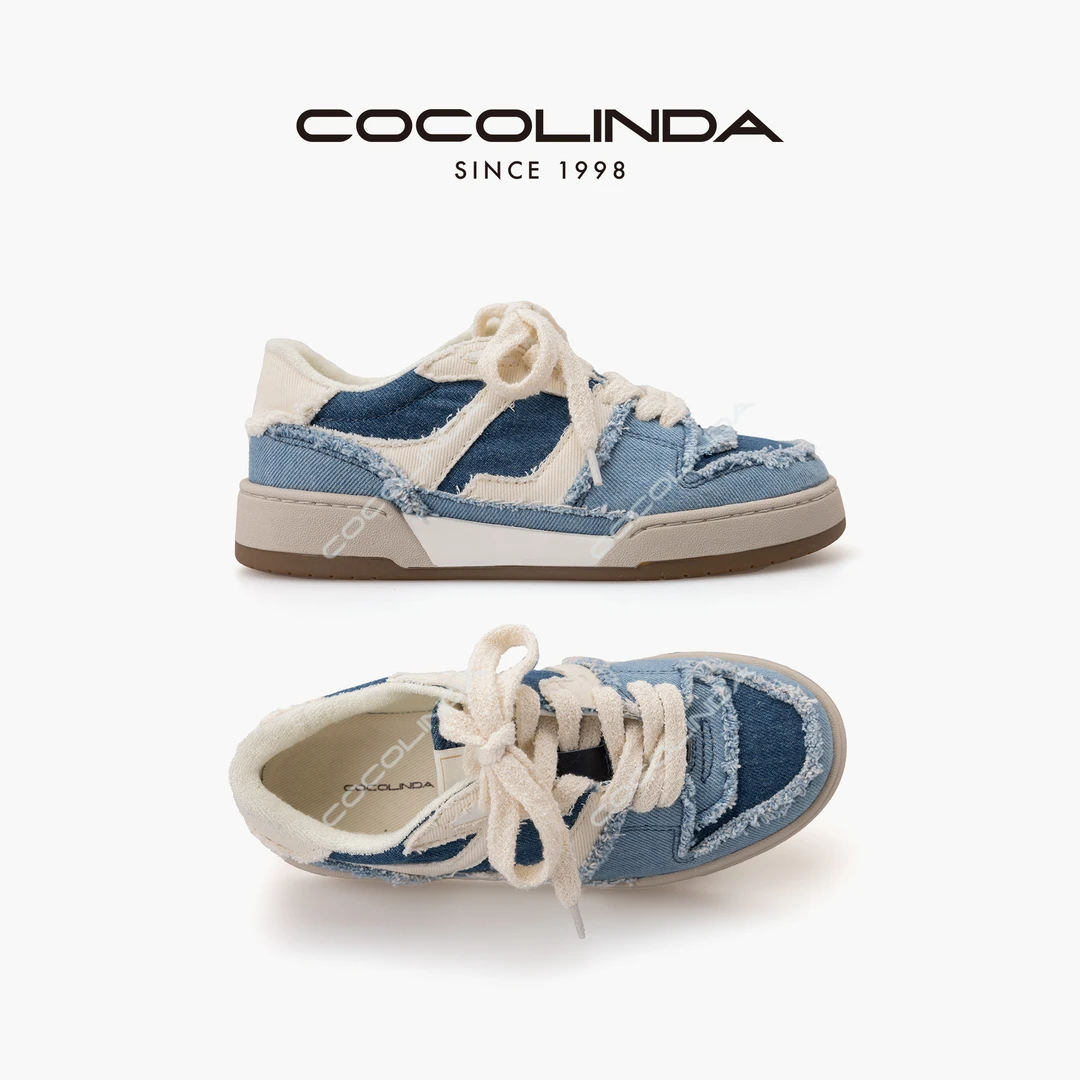 COCOLINDA | 复古拼接牛仔布休闲板鞋X2844