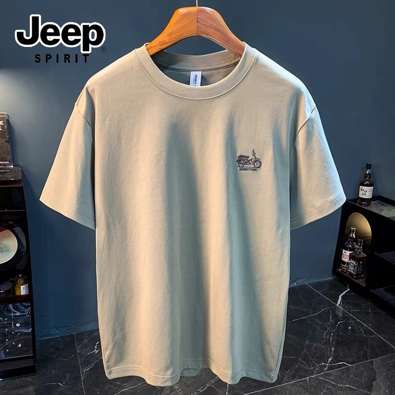 JEEPSPIRIT吉普短袖T恤男夏季体恤休闲百搭透气宽松圆领t恤男上衣