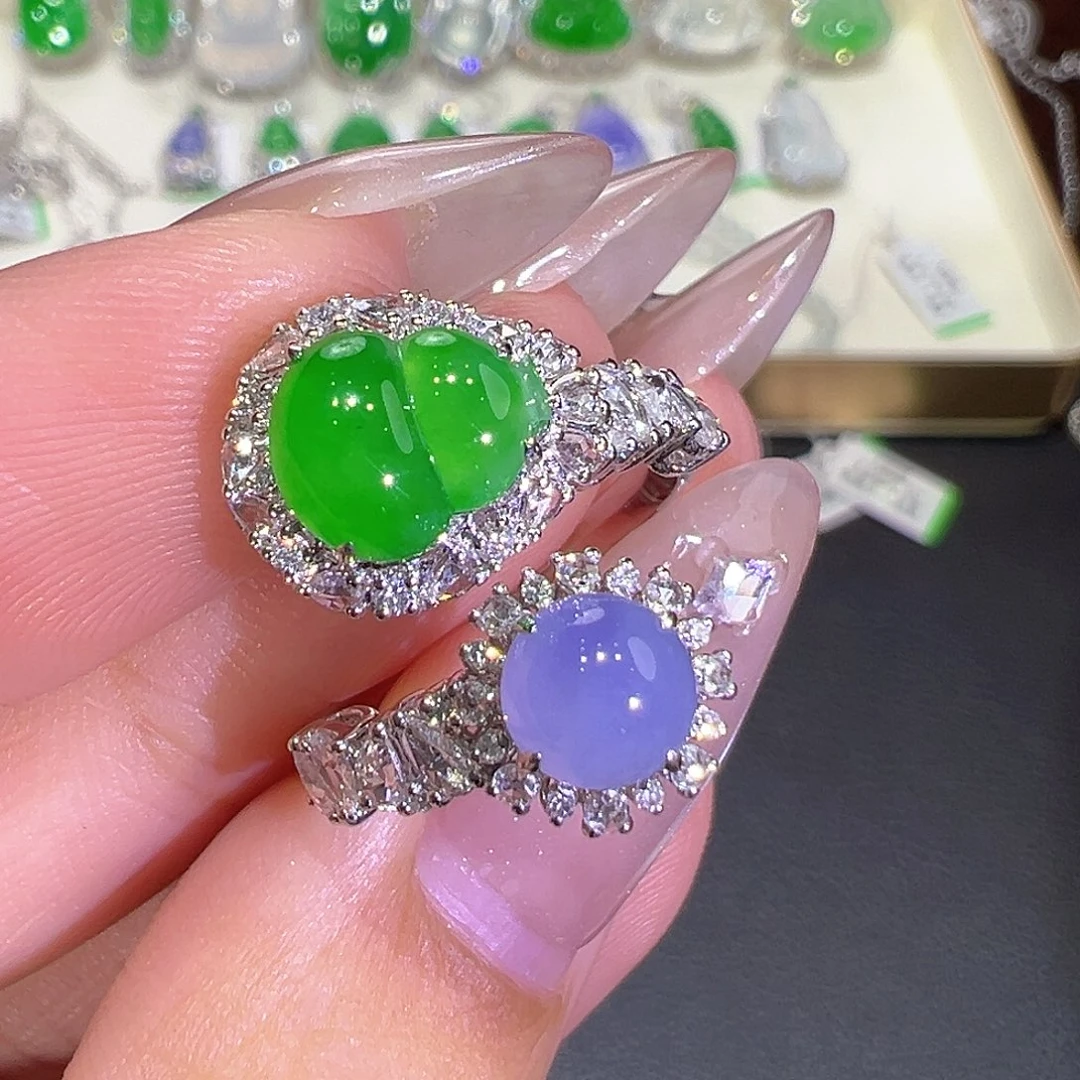 翡翠18K金镶嵌戒指翡翠