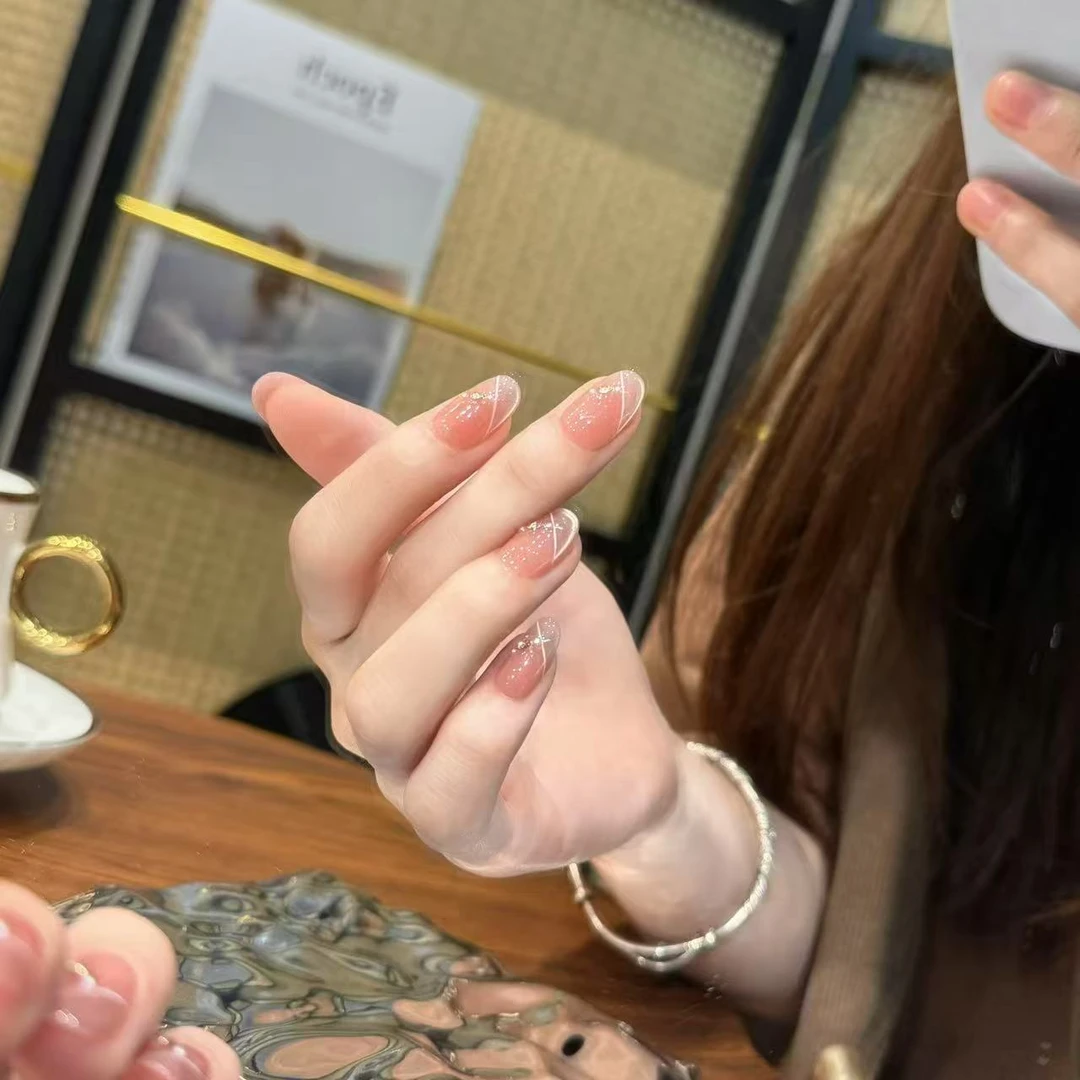 【错轨星空】斜边碎钻猫眼腮红仙女风轻奢穿戴甲-W004