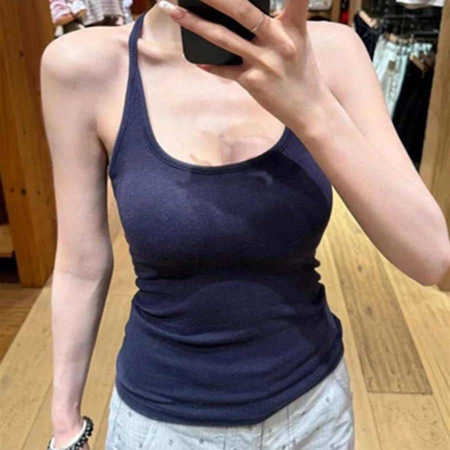 甜辣妹性感露背收腰显瘦吊带背心女带胸垫瑜伽服百搭健身上