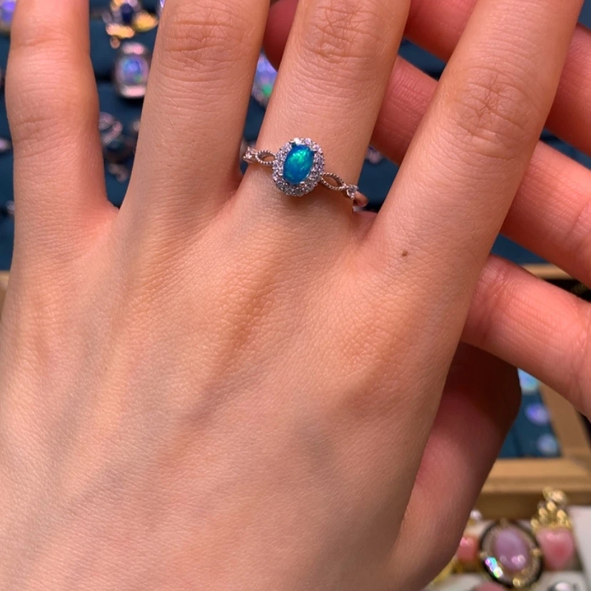 【闪购商品】欧泊戒指裸石定制不退不换银S925镶嵌