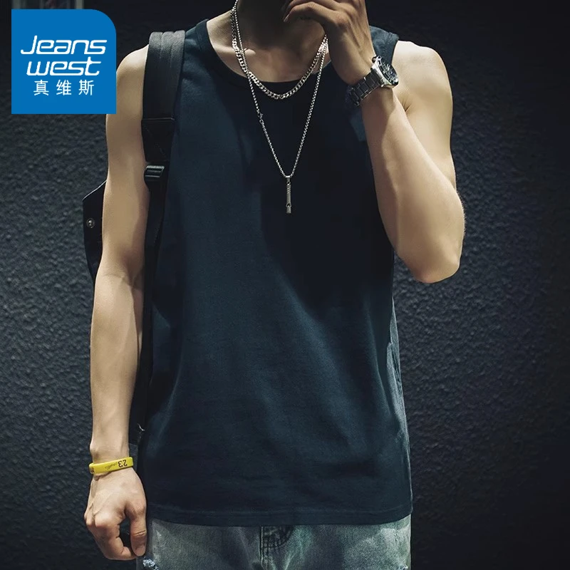 真维斯无袖背心男宽松坎肩潮牌外穿短袖男生运动夏季国潮宽松无袖