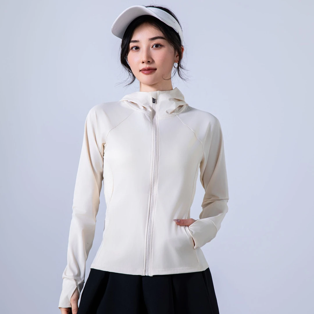 新款防晒衣  云彩锦纶小蛮腰瑜伽女士防晒衣轻薄透气不闷热