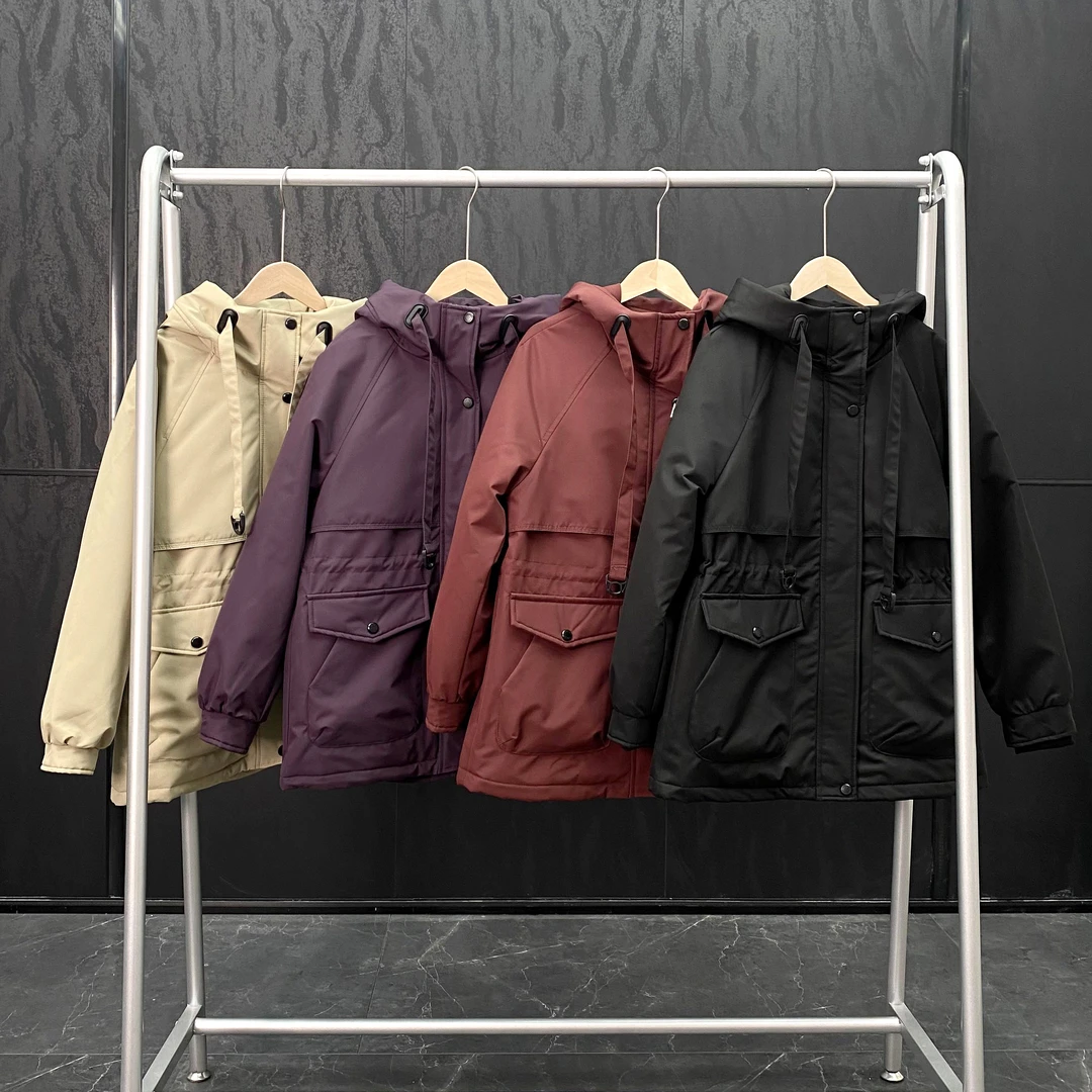 欧韩连帽加厚棉服女中长款收腰显瘦2024冬女款户外冲锋衣外套A906