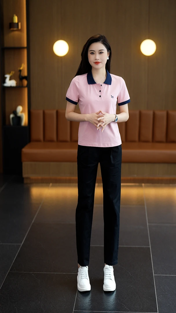 POLO领2025年夏季新款洋气拼色显瘦时尚百搭短袖女休闲上衣T恤