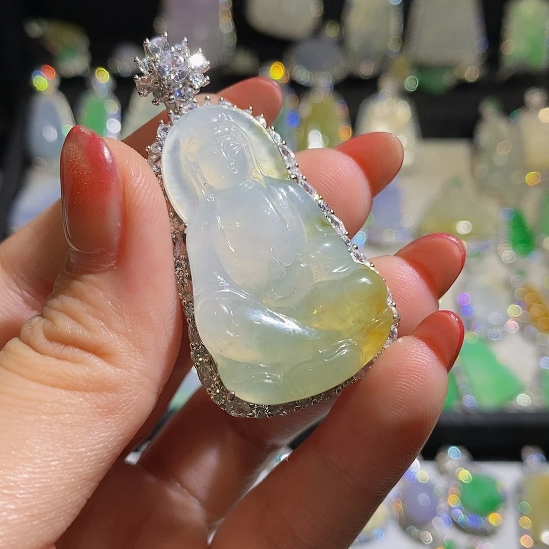 翡翠银S925镶嵌颈饰广**揭天然翡翠
