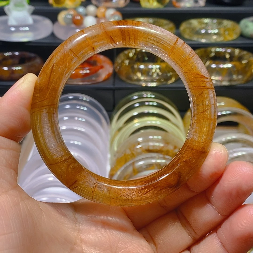 水晶手镯未镶嵌天然发晶手镯57圈口