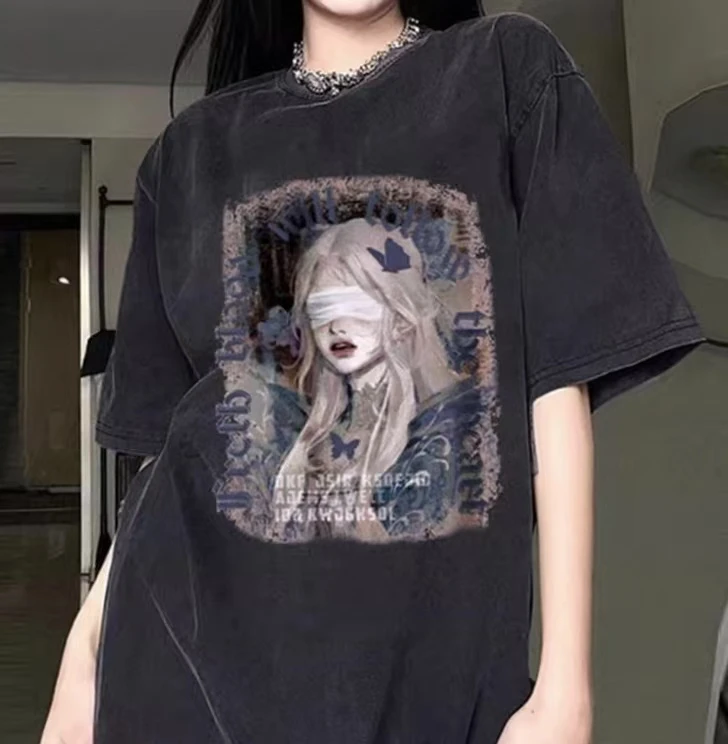 黑色短袖夏季爆款2025新款网红洋气炸街女装宽松中长款T恤女上衣