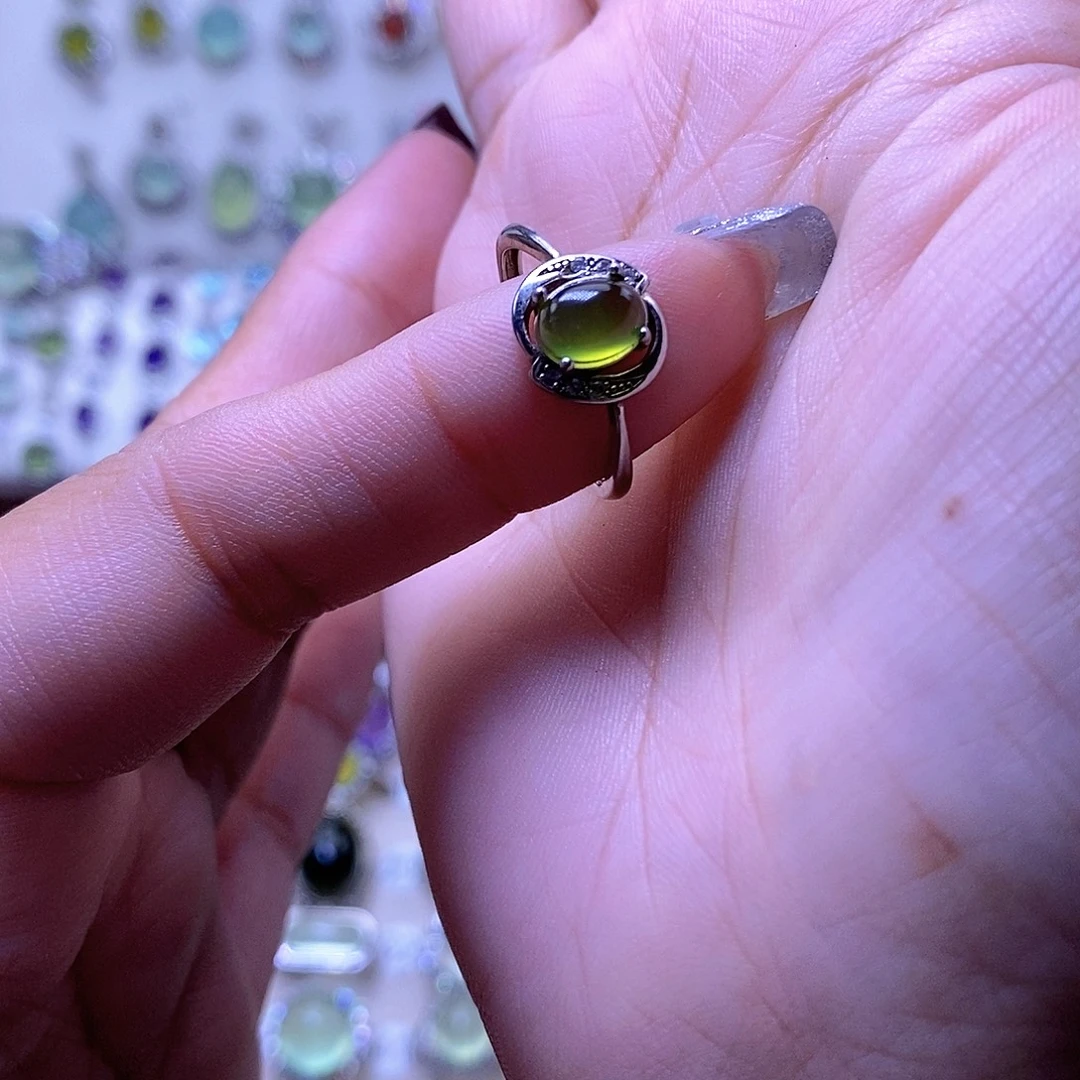 岫玉银S925镶嵌戒指