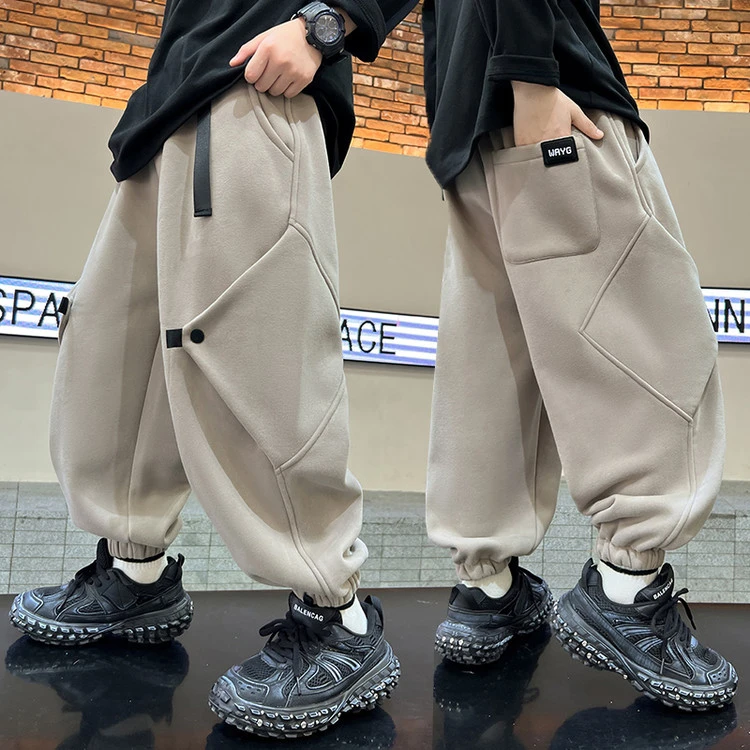 男童裤子春秋款2025新款儿童春季痞帅中大童束脚春装男孩运动卫裤