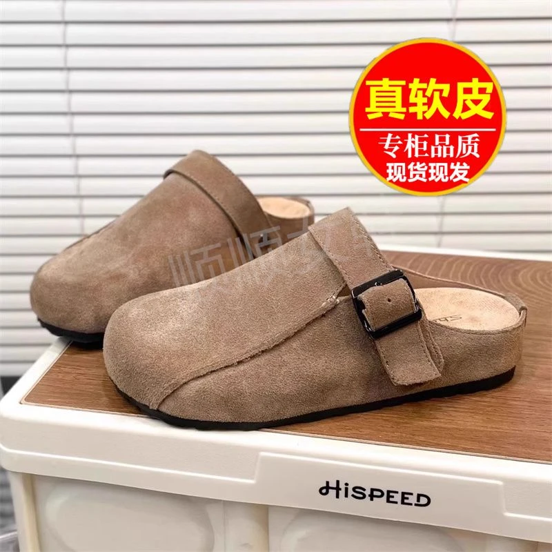 复古两穿勃肯鞋女半拖鞋2025年新款休闲百搭懒人包头大头厚底女鞋