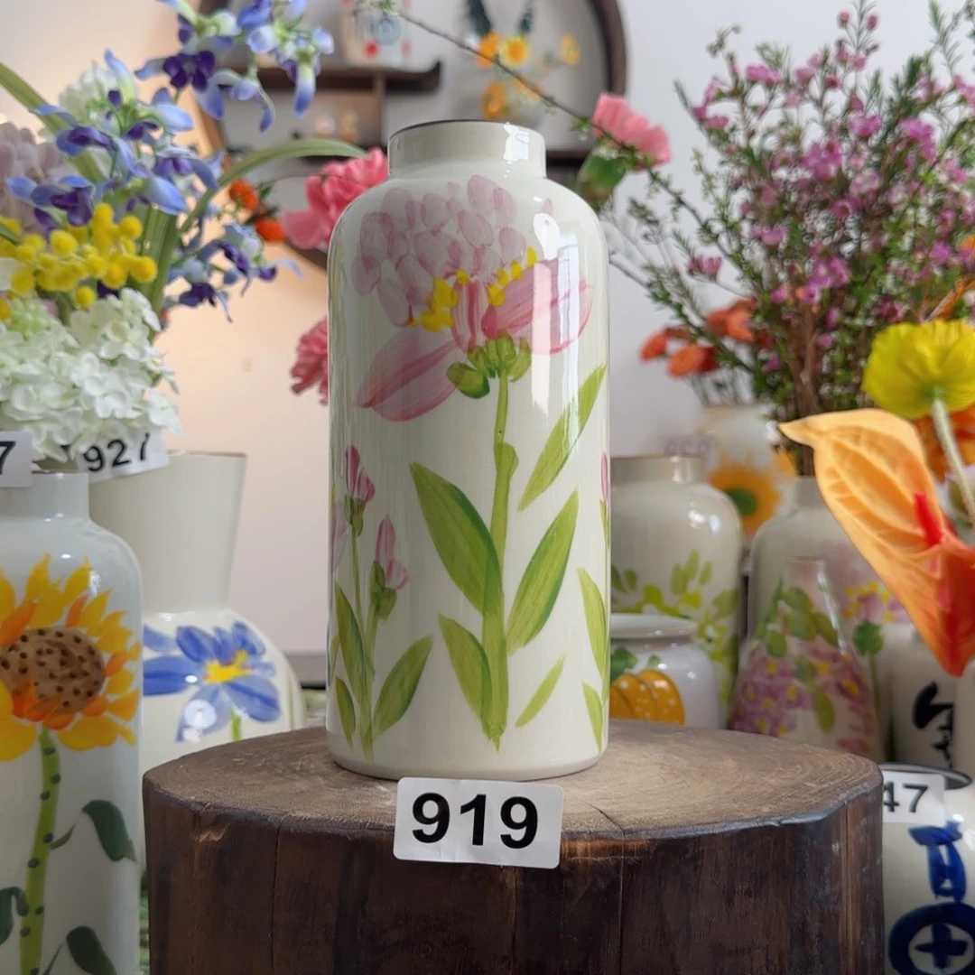 摆件景德镇陶瓷手绘小花瓶摆件无孔