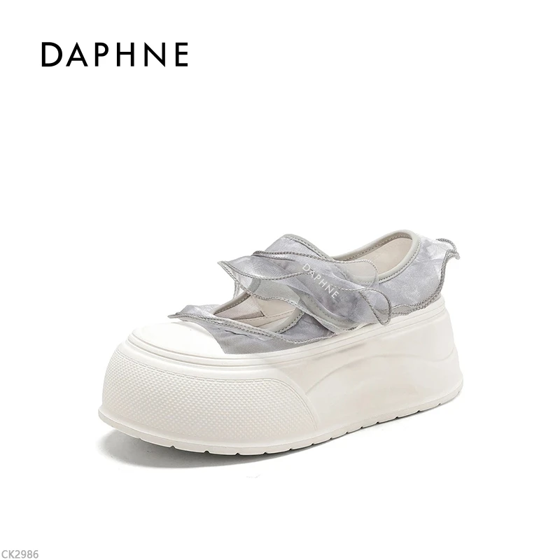 达芙妮透气休闲鞋女2025夏季新款百搭松糕厚底魔术贴网纱玛丽珍鞋