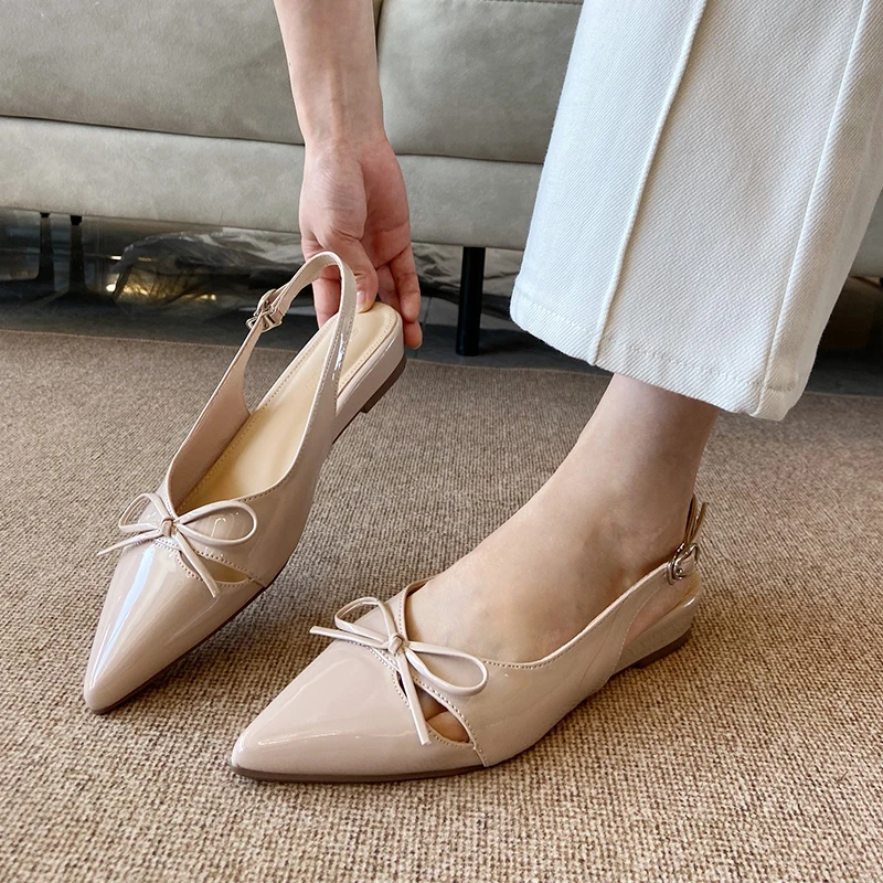 仙女尖头甜美蝴蝶结包头凉鞋女2025年夏季新款小众设计感百搭单鞋