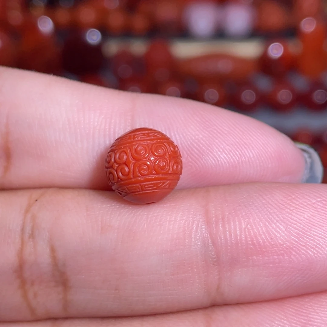 南红玛瑙未镶嵌瓦西回纹珠卡10