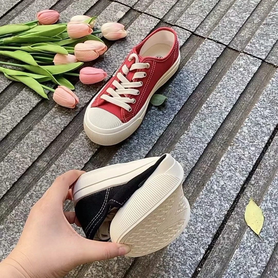 韩版低帮时尚薄款厚底百搭帆布鞋板鞋夏季复古