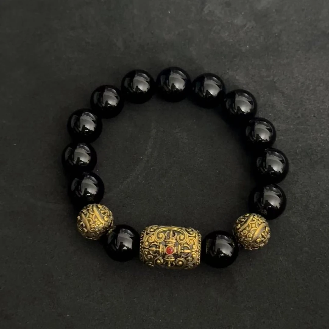 【足金999降魔杵手串】黑金手串#精品黑金工艺#轻奢时尚百搭复古